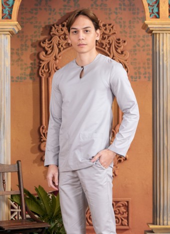 Baju Melayu Shakeef - Silver Grey